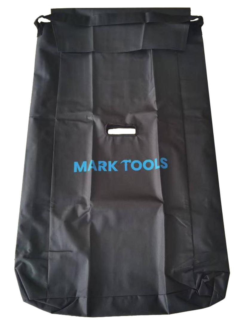 zwarte tas met handvat, ideaal voor het opbergen van gereedschap.